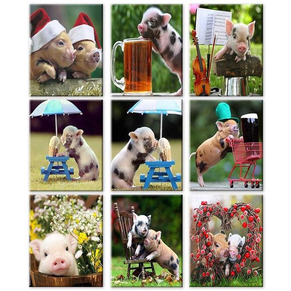 

paintings ruopoty oil painting by numbers animals 60x75cm diy paint pig for framed canvas unique gift