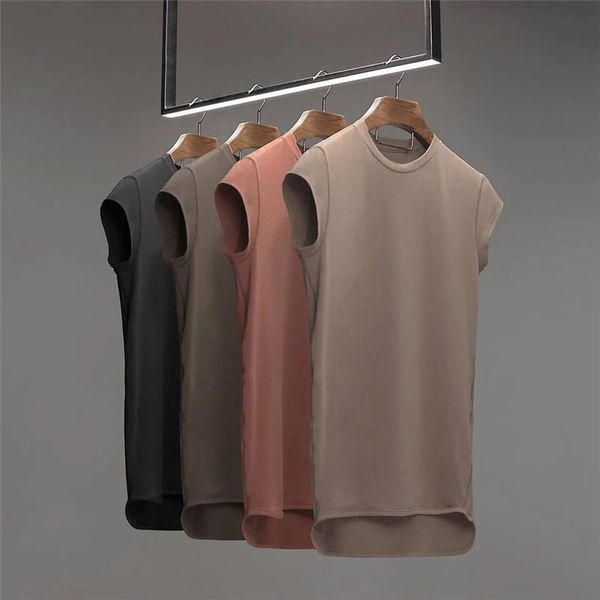 

men' tank batwing sleeve t-shirt, streetwear clothing, hip hop, training, fitness, motorcycle, biker, White;black