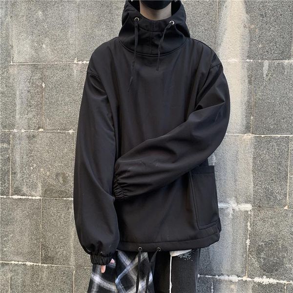 

women's hoodies & sweatshirts [ewq] 2021 spring dark girl ins wind increase thickening loose pullover clip coat women sweatshirt qz138, Black