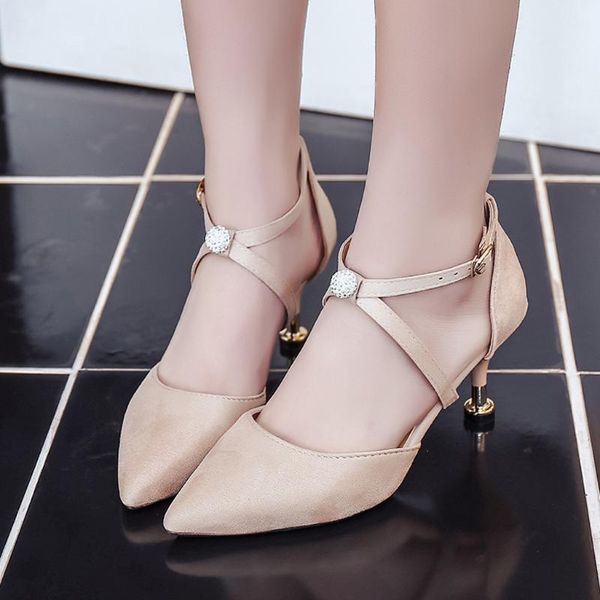

dress shoes vogue women pumps nice fashion pointed toe casual cross strap female thin heel lady sapato feminino, Black