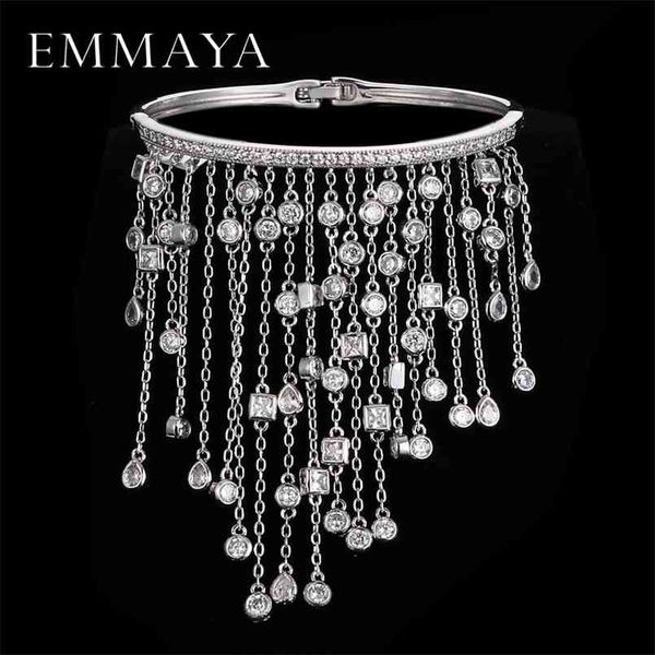 

emmaya luxury aaa cz tassel bracelet bangle femme charm crystal unique hand jewelry wedding party decoration 210918, Black