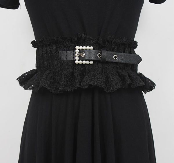 

belts women's runway fashion vintage lace cummerbunds female dress coat corsets waistband decoration wide belt r3496, Black;brown