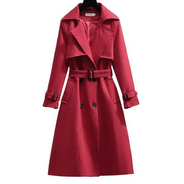 

elegant spring autumn korean style long coat plus size trench coat women sobretudo feminino chamarras de mujer abrigos, Tan;black