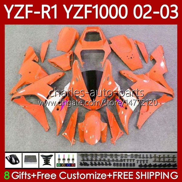 Motorradverkleidungen für Yamaha YZF R 1 1000 CC YZF-R1 YZFR1 02 03 00 01 Körper 90No.70 YZF1000 YZF R1 1000CC 2002 2003 2000 2001 YZF-1000 2000-2003 OEM Orange weiße Karosserie