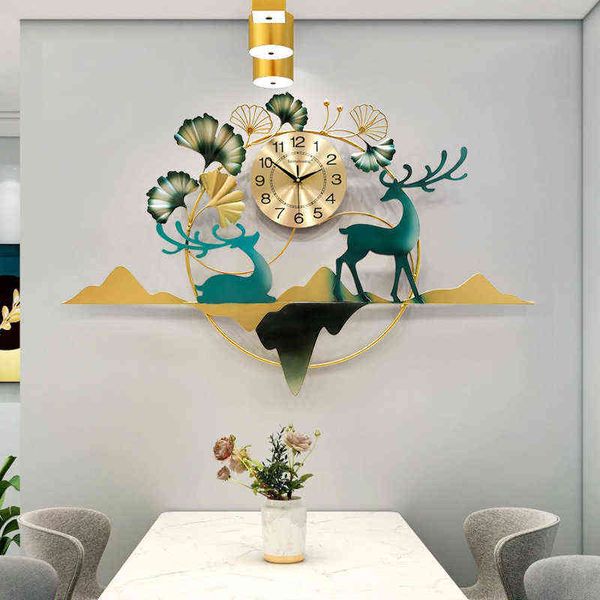 Творческие европейские настенные часы роскошный металлический лось отключения настенные часы современный дизайн Reloj de Pared украшения для домашнего декора гостиной H1230