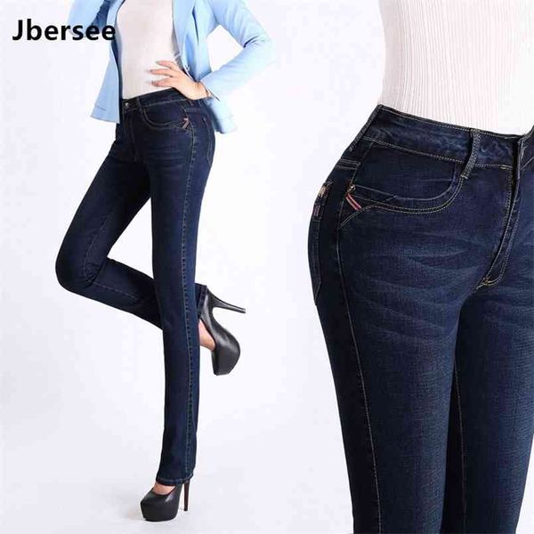 Primavera Mamãe Skinny Jeans Mulher Cintura Alta Plus Size Outono Inverno Denim Calças Stretch Ladies Brand Jean Calças Mulheres 210720