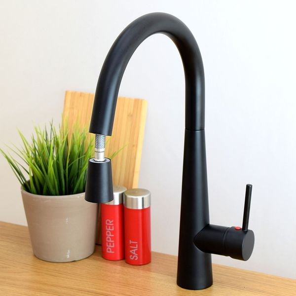 

kitchen faucets single handle copper pull out sink faucet with retractable watering brass spray high arc swivel spout matt black 0