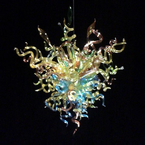 Fancy hanging pendente luci lampade art deco tradizionale a mano in vetro soffiato lampadario soggiorno decorazione della casa blu ambra verde rosa colore 24 per 28 pollici