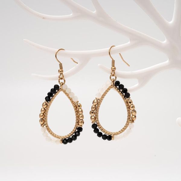 

dangle & chandelier jaeeyin 2021 fashion bohemia ethnic gold color white black glass bead hand made weave tear drop fishhook arrivals, Silver