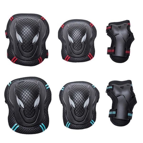 

elbow & knee pads 6x wrist pad skateboard roller skate bike protective gear guard children sporting goods skating protection, Black;gray