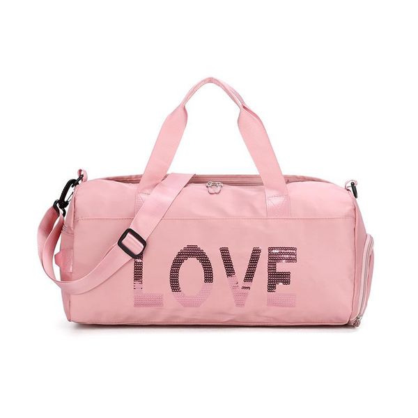 

duffel bags outdoor waterproof nylon sports gym love sequin training fitness travel handbag yoga mat sport bag with shoes compartment
