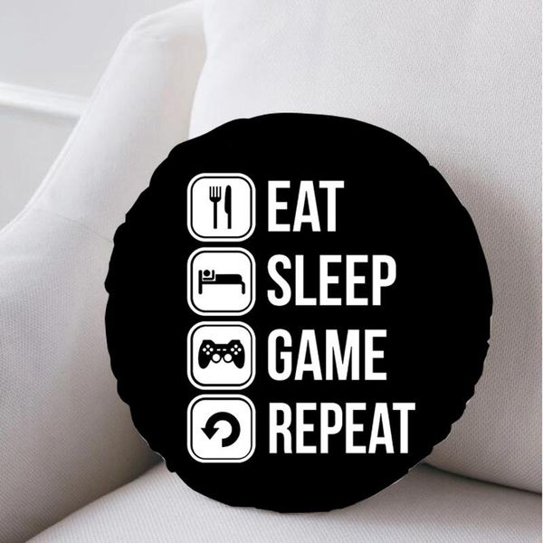 

cushion/decorative pillow black eat sleep game repeat round velvet cushion cover video games decorative throw case gaming gamer car home dec