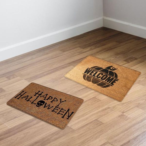 Carpets Bem-vindo a capacho de Halloween Carta não deslizamento do piso do piso da porta do chão de manta anti-deslizamento