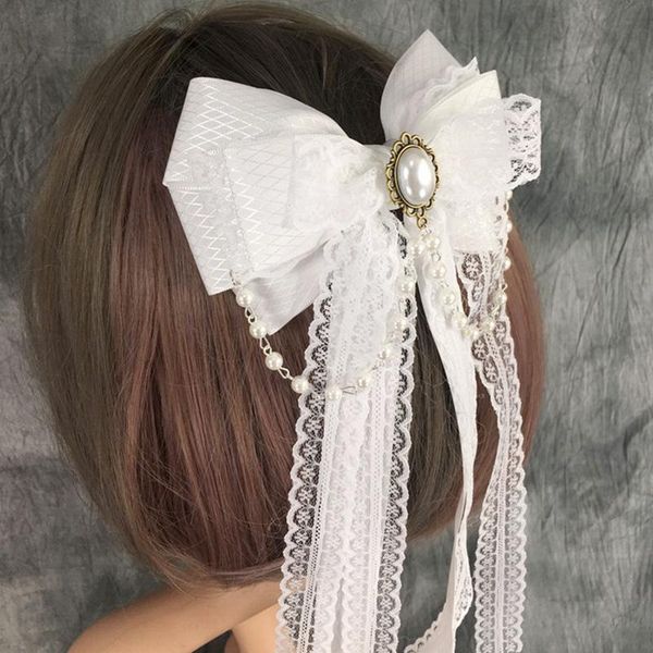 

hair clips & barrettes 2021 summer lace bow clip for women cute princess sweet lolita hairpin girl pastoral straw hat cap accessories, Golden;silver