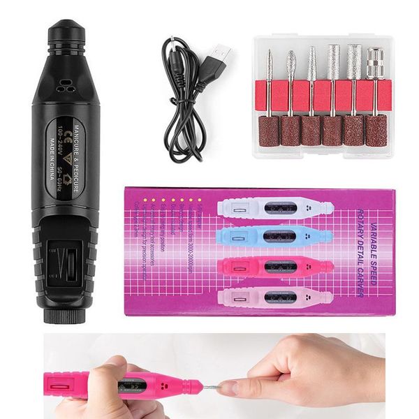 

nail drill & accessories 1 set electric machine usb charging polisher file equipment professional manicure art tool