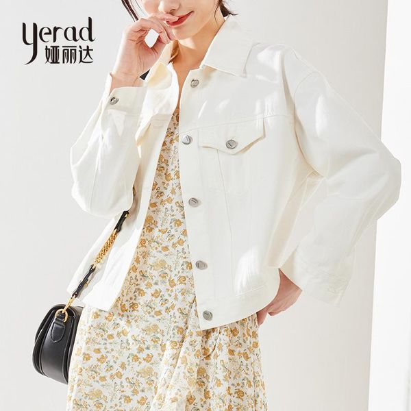 

women's jackets yalida white denim jacket korean short in spring 2021, Black;brown
