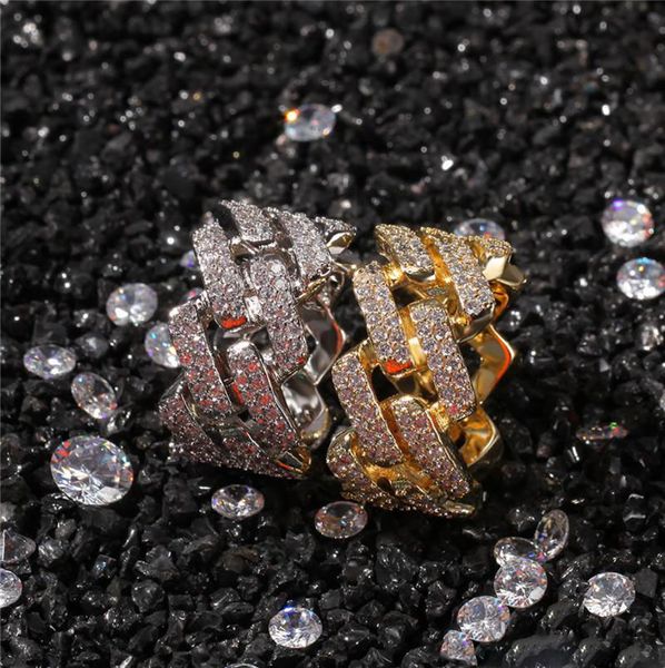 

high end 18k yellow white gold plated micro-inlaid cz cuban ring finger rings new gift for friend, Silver