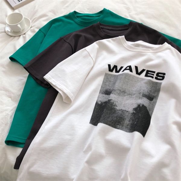 

summer holiday womens t shirt casual letter print round neck short sleeve cotton t-shirt, White