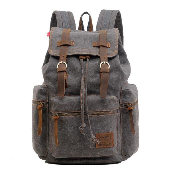 

canvas retro mannen tas rugzak geschikt 14 inch laptas vintage 36-55l slijtvaste rugzak koffie dripshipping