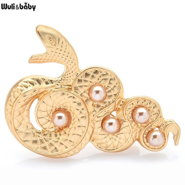 

pins, brooches wuli&baby big metal snake simulated-pearl animal brooch pins for women jewelry accessory gift, Gray