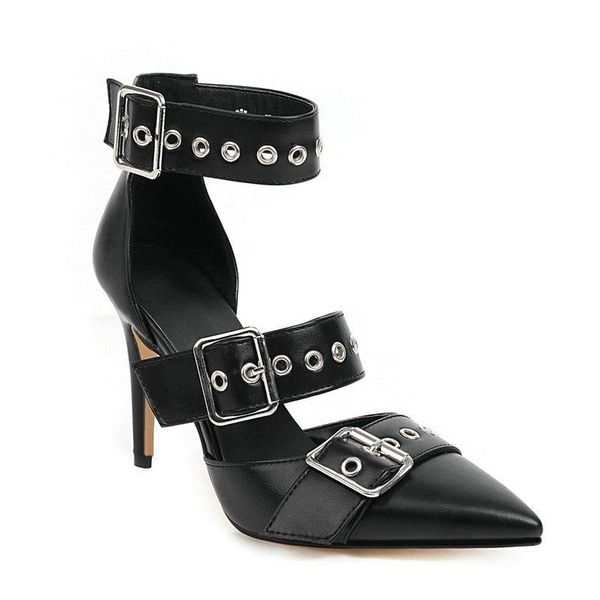 

dress shoes women summer fashion pointed toe high heels buckle thin heel pumps black white