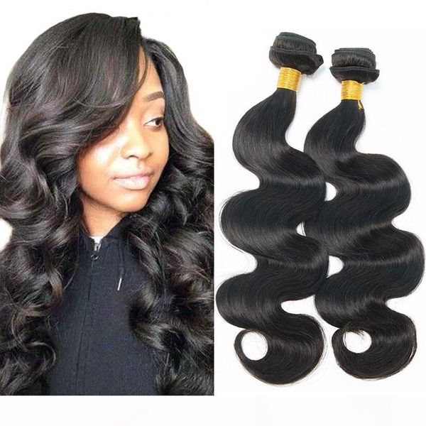 

body wave weave human hair 3 bundles 18 20 22 inch unprocessed double wefts brazilian malaysian indian peruvian human hair extensions, Black