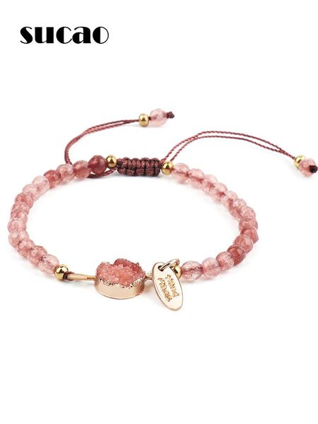 

beaded, strands 2021 fashion 4mm faceted pink stone bracelet hand woven creative pearl for women trendy wedding jewelry, Black