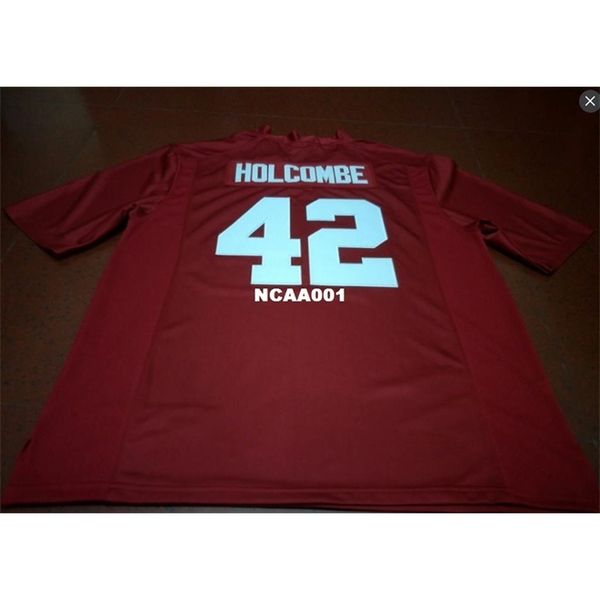 

001 #42 keith holcombe alabama crimson tide red black white college jersey size s-4xl or custom any name or number jersey