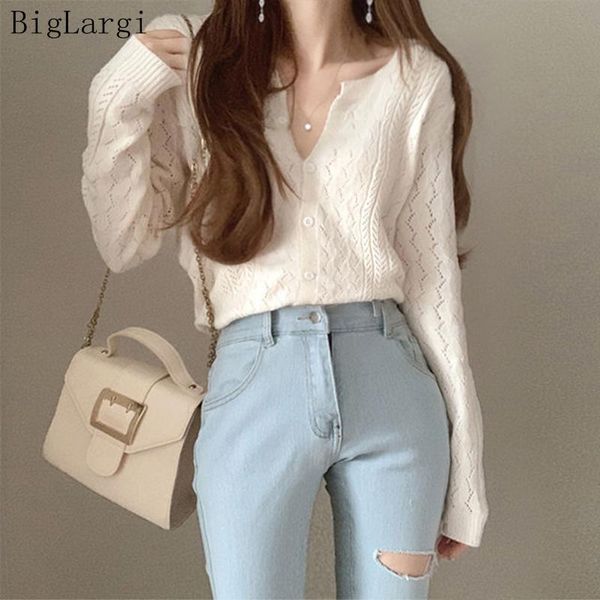 

women's knits & tees spring autumn knitted cardigan sweater women korean loose casual cardigans jumpers ladies coats pull femme fashion, White