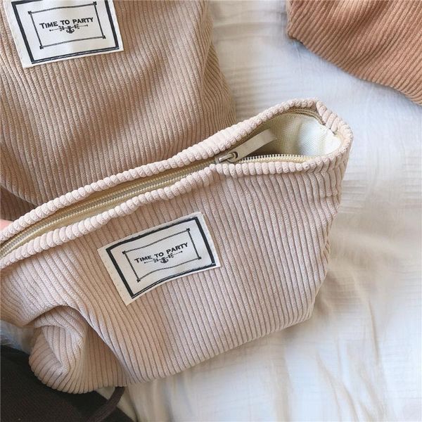 

cosmetic bags & cases corduroy large beauty case bag for women zipper make up travel washing makeup cloth solid color organizer handbag
