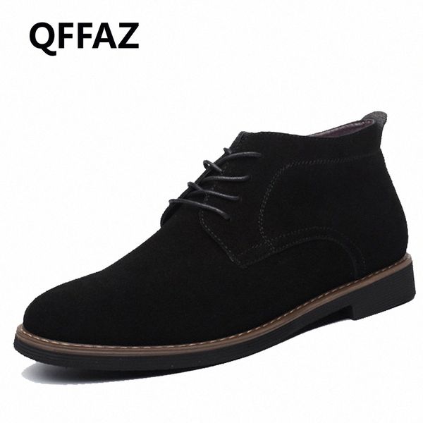 

qffaz brand male suede leather men shoes men boots solid casual leather autumn winter ankle boots plus size 38 45 boots no  bootie fr w3vg#, Black