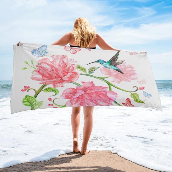 

towel romantic flower hummingbird butterfly bath camping bathroom accessories microfiber beach towels for adults