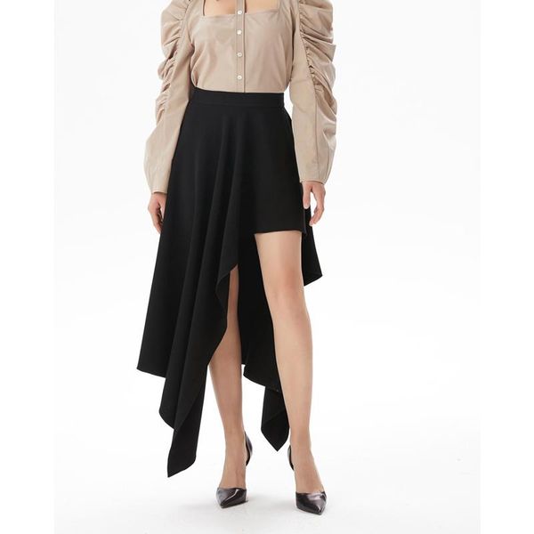 

1.11 spring new fashion temperament asymmetrical skirt women, Black