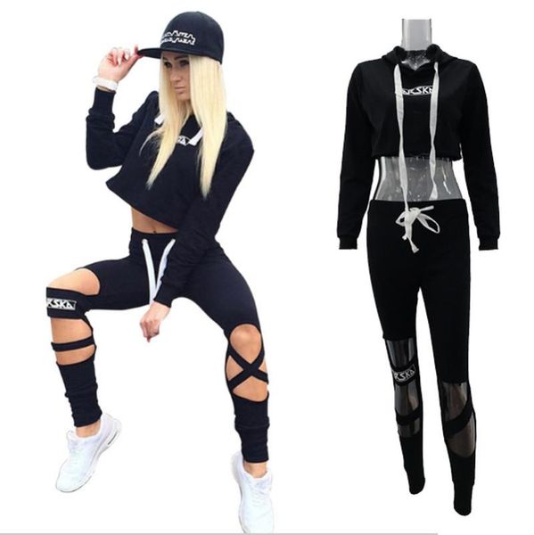 

two piece dress lace up crop hooded suit set 2021 women tracksuit two-piece sport style outfit jogging sweatshirt fitness lounge sportwe, White