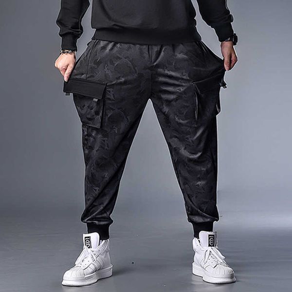 

men casual trousers loose long pants increase xl-7xl fatty guy pants solid color gray camouflage black dropship x0621, Blue