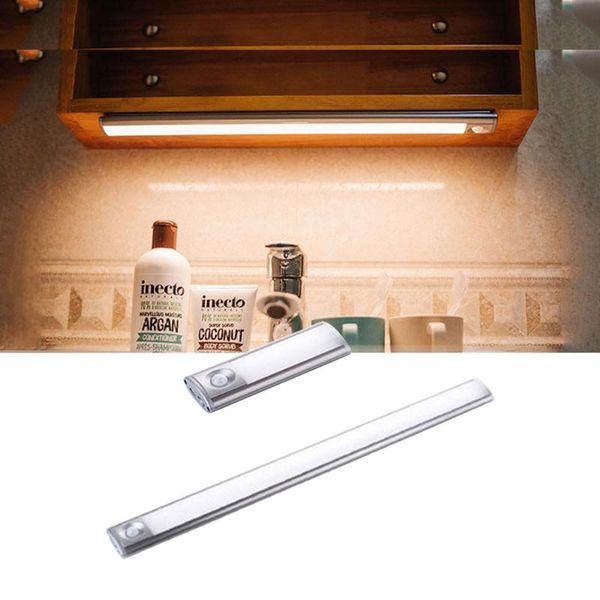 

led cabinet night light pir motion sensor lamp usb rechargeable 44cm strip lighting wardrobe bedroom kitchen warm white lights