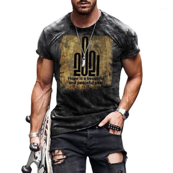 

men's t-shirts 2021 summer foreign trade cross-border casual round neck short-sleeved 3d digital printing fashion all-match t-s, White;black