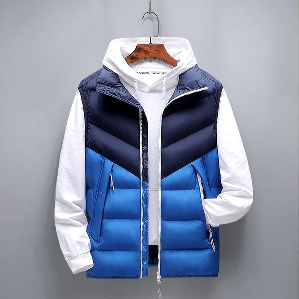 

men's vests 2021 thick coat male cotton-padded work men waistcoat vestmen vest winter sleeveless jacket with pocket casual warm, Black;white