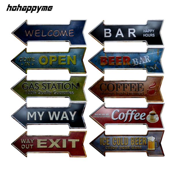 

arrow tin signs vintage metal coffee wall plaques retro art poster tin signs painting home decor 45x16 cm