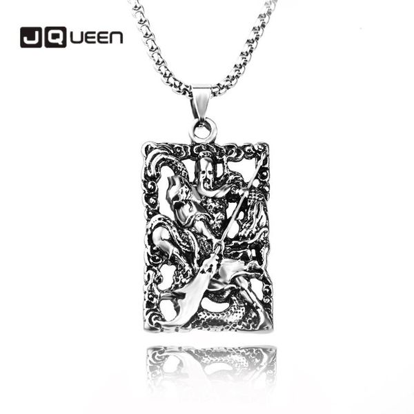 

pendant necklaces jqueen chinese-style door-god guan gong yu necklace men's fashion hiphop men and women hip hop ornament, Silver