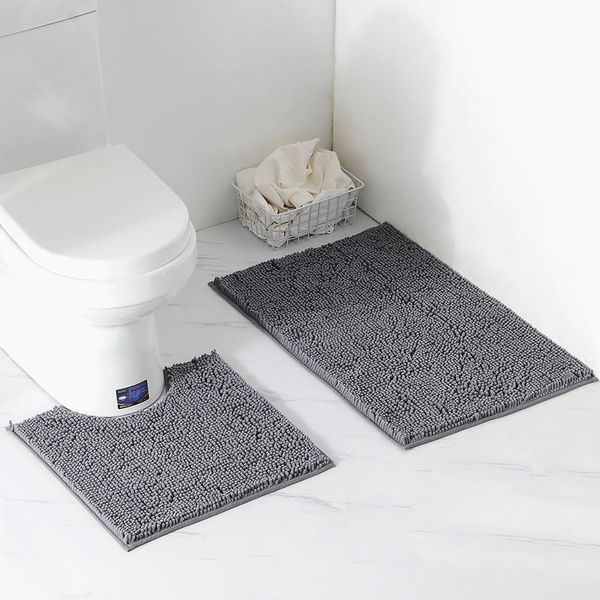 

bath mats 2ps-set shaggy chenille bathroom mat set absorbent and machine washable fit toilet bathtub living room door foot floor