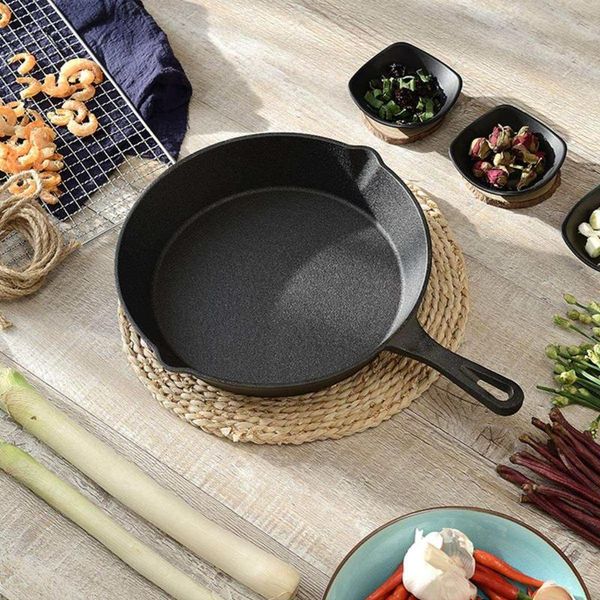 

black nonstick coating frying pan cast iron skillet safe cooking pan set multipurpose cookware use for home kitchen bbq skillet