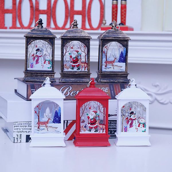 

party decoration 2021 holiday lighting christmas simulation led flame lamp square wind xmas small oil home decor #3