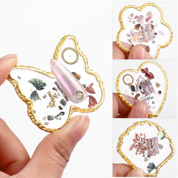 

new arrival fashion heart resin palette for nails art decoration 1pcs shell nail tips for display