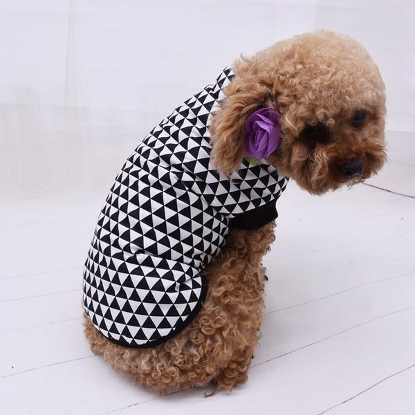 

dog apparel pet autumn winter costume geometric sweater cotton coat warm jacket padded clothes for small medium dogs i