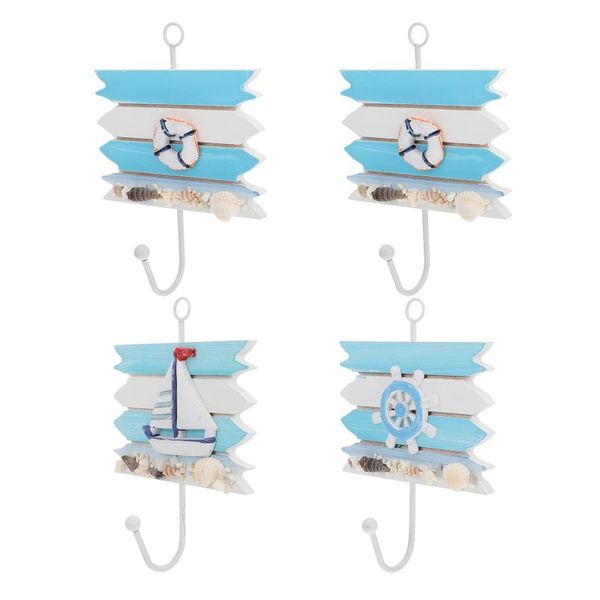 

hooks & rails 4pcs stylish mediterranean style clothes rudder decor