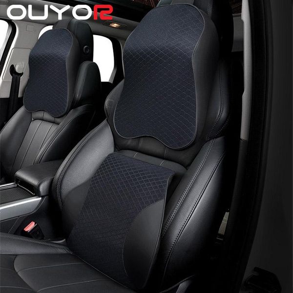 

3d memory foam car neck pillow pu leather car pillow waist rest seat back rest lumbar cushion for accessories