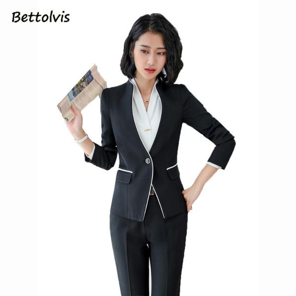 

women's suits & blazers 2021 autumn winter female pant traje mujer work wear long sleeve blazer with trousers 5xl gray falda terno femi, White;black