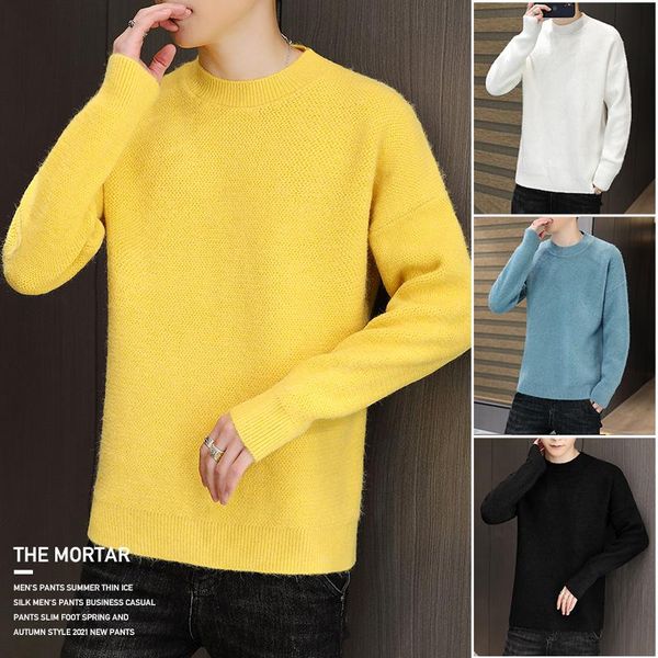 

men's sweaters sweater knitted korea fashion 2021 fall winter harajuku pullovers mens clothing oversized men clothes solid long sleeve, White;black