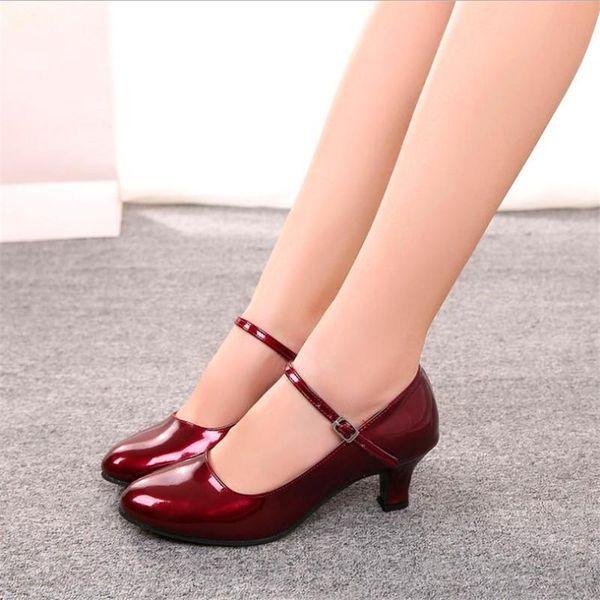 

dress shoes arrival fashion concise patent leather office women's solid ankle strap ladies party wedding dance performance, Black